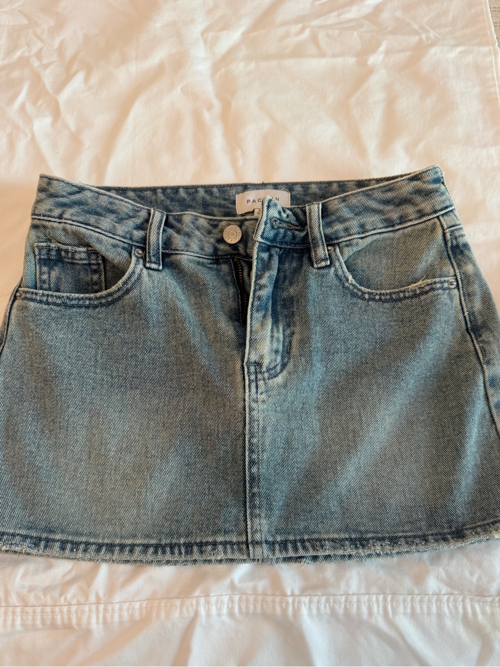 PacSun faded light blue denim mini skirt